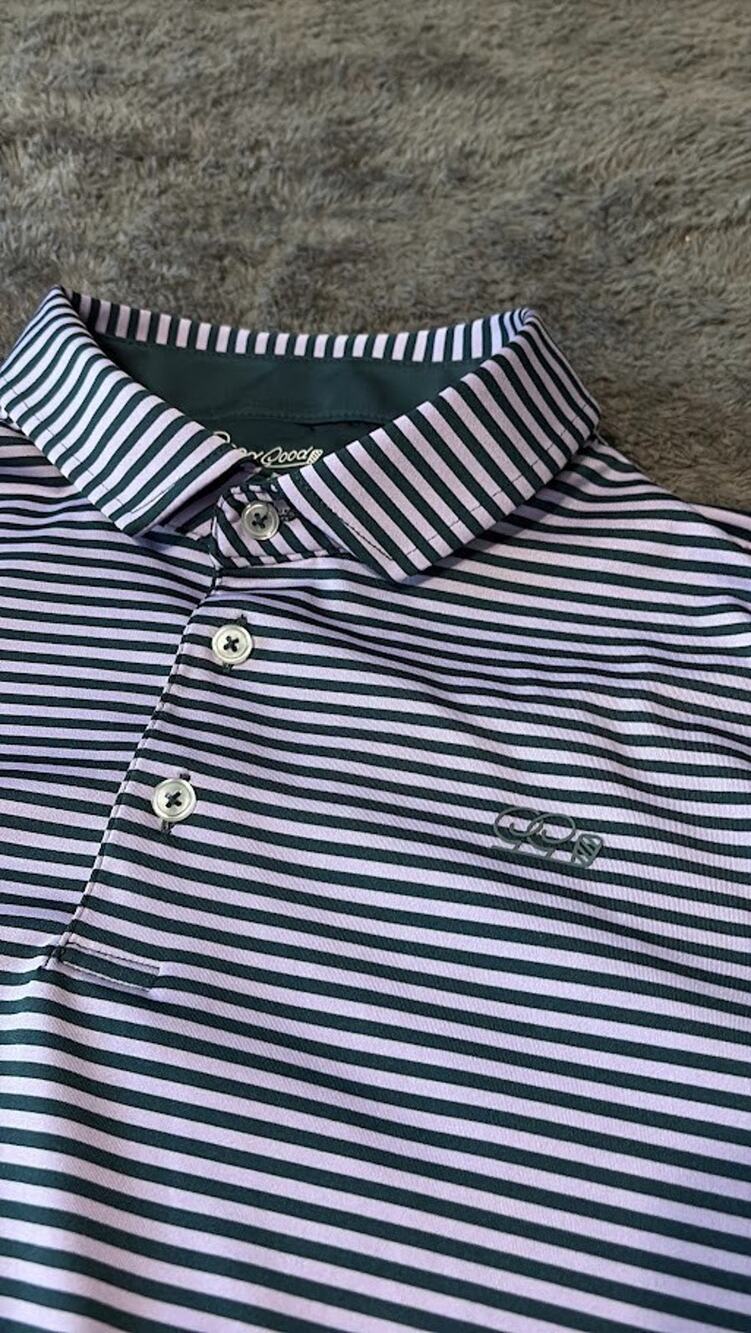 Good Good Golf Polo Men's Large Purple Striped Performance